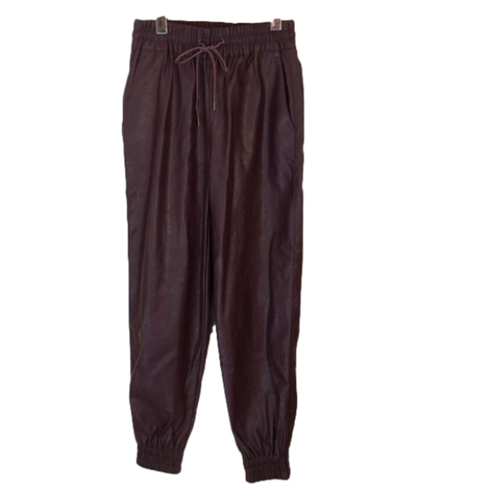 Dynamite High Waisted Faux Leather Burgundy Sacha Joggers XS